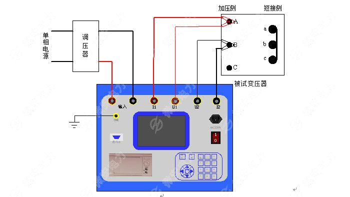 Y或Yn接線的三相變壓器短路阻抗接線圖